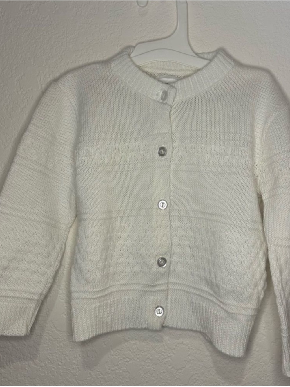 Vintage Hot Fudge Classic White Knit Button-Up Kids Sweater Made in USA